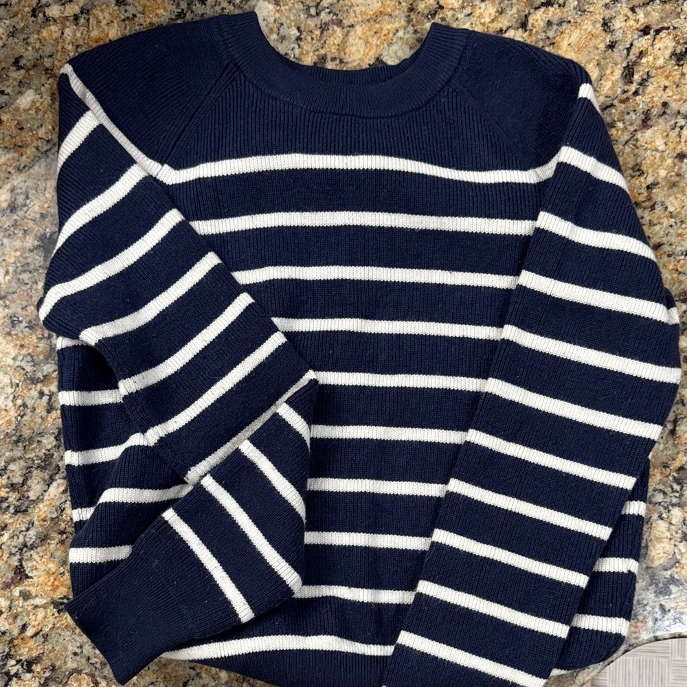 Ann Taylor Navy and White Striped Sweater